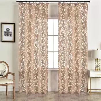 1 шт LOZUJOJU модная и универсальная европейская ретро жаккардовая однотонная газовая занавеска для гостиной спальни домашнего декора W100 x L130cm белый