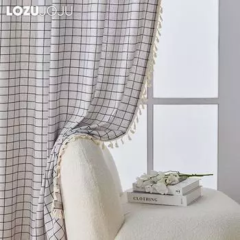 1 шт. LOZUJOJU полузатемняющая простая и универсальная кисточка с краем, украшение белого цвета, занавеска для окон, балкона, гостиной и спальни, домашний декор W150cm x L60cm белый