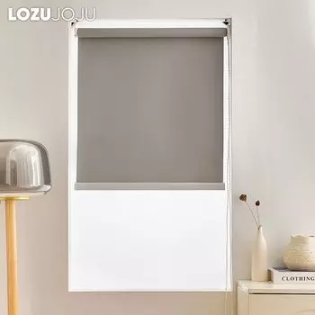 1 шт. LOZUJOJU простые однотонные полностью затемняющие водонепроницаемые рулонные шторы для спальни, окна, кухни, маленького окна, ванной комнаты, домашнего декора W60cm x L200cm серый