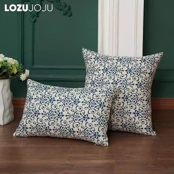 1 шт. LOZUJOJU ретро китайская классическая сине-белая фарфоровая наволочка из хлопка и льна для дивана гостиной спальни домашнего декора 30cm x 50cm синий
