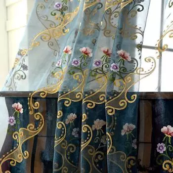 1 шт. LOZUJOJU Роскошные европейские тюлевые прозрачные шторы с вышитыми цветами оконные шторы для гостиной домашний декор W100cm x L200cm белый