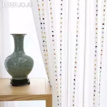 1 шт. LOZUJOJU скандинавская гостиная в радужную полоску жаккардовая прозрачная занавеска для гостиной спальни домашний декор W100cm x L130cm разноцветный