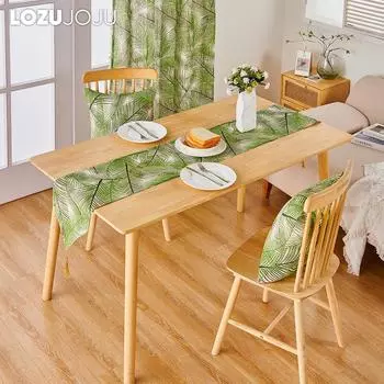 1 шт. LOZUJOJU свежая и натуральная зеленая растительная льняная ткань с принтом мягкая скатерть для обеденного стола кухонный декор домашний декор W30cm x L140cm зелёный