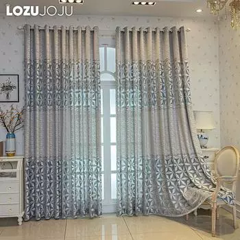 1 шт LOZUJOJU в европейском стиле, современные синие ажурные жаккардовые удобные шторы для гостиной, спальни, домашнего декора W100cm x L200cm синий