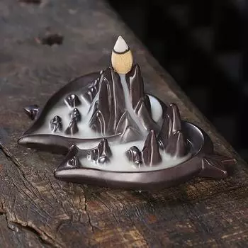 1 шт., Любящее сердце Пейзаж Тип Фиолетовый Глиняный Пейзаж Курильница с Обратным Потоком Благовоний Керамический Орнамент Ароматерапия Кадило Домашний Декор