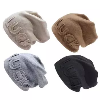 1 шт. LUCK Hat Вязаные шапки Slouchy Solid Color Leisure