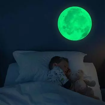 1 шт. Луна светящаяся наклейка спальня самоклеящаяся светящаяся в темноте наклейка на стену водонепроницаемые наклейки 20 см