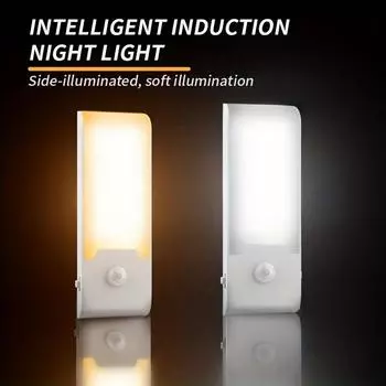 1 шт., магнитный USB-перезаряжаемый светильник для шкафа с 12 светодиодными бусинами, теплый белый/холодный белый, портативный ночной светильник с автоматическим распознаванием