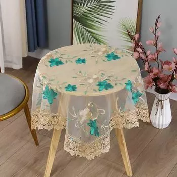1 шт. маленькая круглая скатерть из ткани с кружевной вышивкой прямоугольная скатерть домашняя пылезащитная крышка журнального столика 60x60cm