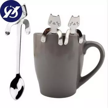 1 шт., маленькая ложка с ручкой кота, ковш, подвесная кофейная ложка золотой