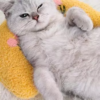 1 шт. Маленькая подушка для кошек, ультрамягкая пушистая игрушка для успокоения домашних животных, обнимашка в форме полупончика для облегчения боли в суставах и улучшения сна жёлтый