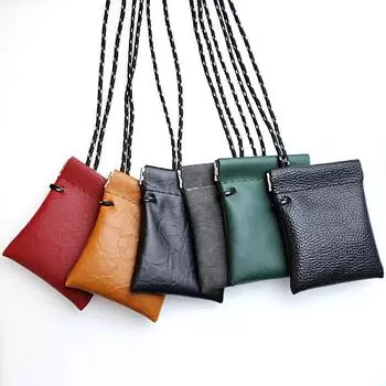 1 шт., маленькая сумка для ключей с бретелькой на шею, женская и мужская сумка для хранения наушников, новый кошелек для монет из искусственной кожи