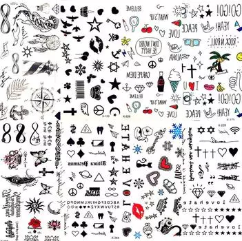 1 шт., маленькие губы, черная мультяшная временная татуировка, милая наклейка, любовь, тело, палец, водонепроницаемая татуировка для детей