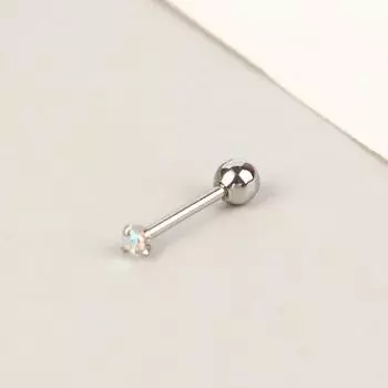 1 шт. маленькие серьги-гвоздики, серьги-гвоздики для хряща, цветные блестящие циркониевые титановые стальные антиаллергические украшения для женщин 2MM серебряный