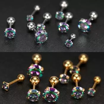 1 шт. маленькие серьги-гвоздики, серьги-гвоздики для хряща, цветные блестящие циркониевые титановые стальные антиаллергические украшения для женщин 3MM золотой