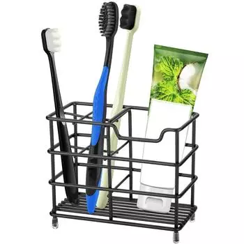 1 шт. маленький держатель зубной щетки для ванной комнаты, держатели зубных щеток из нержавеющей стали с многофункциональными 5 слотами, органайзер для электрических зубных щеток чёрный