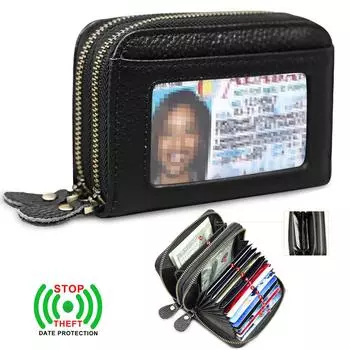 1 шт. Маленький кошелек из натуральной кожи, защита от кражи, верхний слой из коровьей кожи, сумка для монет, подарок для нее чёрный