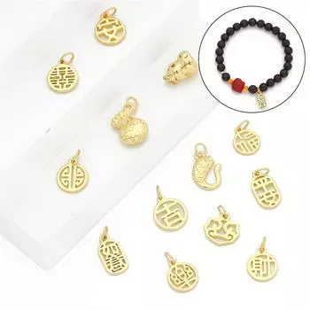 1 шт., маленький медный золотой кулон, талисман на удачу для самостоятельного изготовления ожерелья, ювелирных изделий 02 золотистый