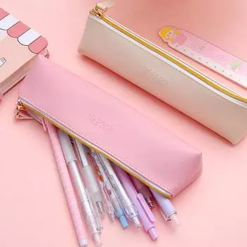 1 шт., маленький пенал с застежкой-молнией, симпатичный офисный мешочек, сумка для канцелярских принадлежностей Black