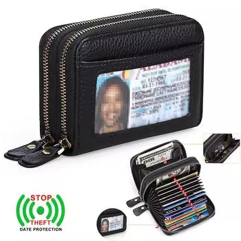 1 шт. Маленький женский кошелек из натуральной кожи, верхний слой из воловьей кожи с защитой от RFID, держатель для кредитных карт, сумка для монет, подарки для нее чёрный