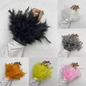 1 шт., манжеты из страусиных перьев, манжеты с перьями, браслет на запястье, рукав, натуральный мех, манжеты из страусиных перьев