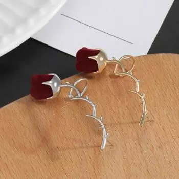 1 шт., манжеты с шипами и розами, непирсинг, зажим для ушей, креативные легкие роскошные серьги, изысканные ювелирные изделия, подарок золотистый