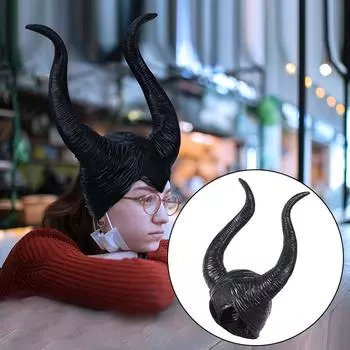 1 шт. Маска для косплея ведьмы, шляпа в виде коровьего рога, латекс, Хэллоуин, рога малефисенты, украшение, карнавал