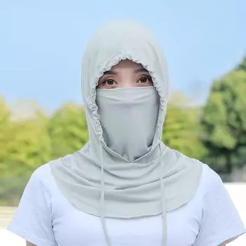 1 шт. маска для лица модный солнцезащитный головной убор защита от солнца солнцезащитный колпак для езды на велосипеде мягкий дышащий анти-УФ шейный платок светло-серый