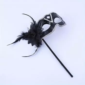 1 шт. маска на Хэллоуин венецианский карнавал боковая маска с цветком маскарадная вечеринка сценическое выступление пластиковая маска чёрный