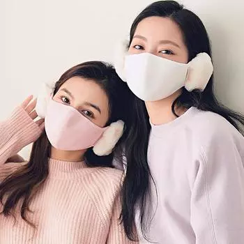 1 шт. маска-наушник Clouds Plush Warm Earflaps Coldproof Stereoscopic two-in-one чёрный