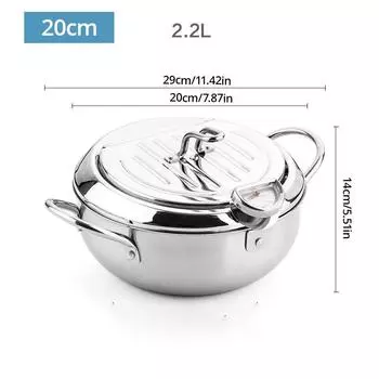 1 шт. масляный поддон из нержавеющей стали, бытовой термометр с крышкой, фритюрница в темпуре, маленькая маслосберегающая сковорода для картофеля фри 1pc