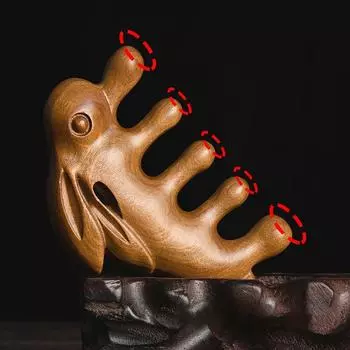 1 шт., массажная расческа для тела с меридианами, в форме зеленого сандалового дерева, расческа с 5 зубьями, для акупунктурной терапии, антистатическая, гладкая расческа для волос