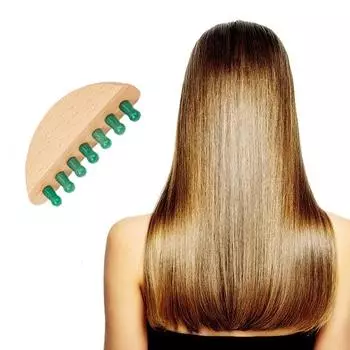 1 шт., массажная расческа для волос из натурального нефрита, массажер Guasha для влажных и сухих волос зелёный