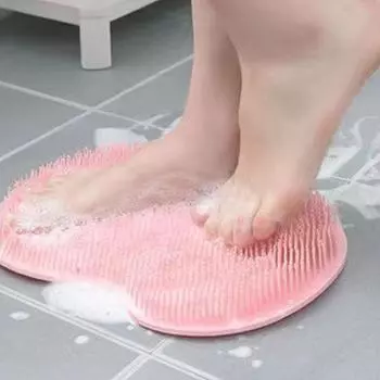 1 шт., массажная щетка для ванной комнаты, настенное чистящее средство для ванны без удара на присоске, многофункциональный скраб для спины и ног, силиконовый массажный коврик серый