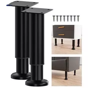 1 шт., мебель для дивана, регулируемые телескопические ножки для шкафа, металлические ножки для мебели, ножки для шкафа, стола, дивана-кровати, мебельные ножки 8-12cm чёрный