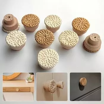 1 шт., мебельная фурнитура, выдвижной ящик, дверная ручка, деревянная ручка, тканый шкаф, комод, креативный гриб