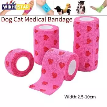 1 шт., медицинская дышащая эластичная повязка для домашних животных, собак и кошек, нетканая, самоклеящаяся, для домашних животных, убирающаяся, спортивная лента, аксессуары для собак 5cm розовый