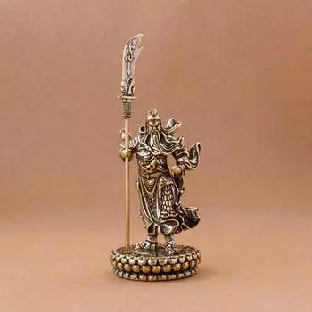 1 шт. Медная китайская статуя Гуань Гун Фэн-шуй, бог войны, античная скульптура, украшение для дома, украшение для стола, ремесло латунный