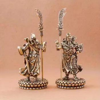 1 шт. Медная китайская статуя Гуань Гун Фэн-шуй, бог войны, античная скульптура, украшение для дома, украшение для стола, ремесло латунный