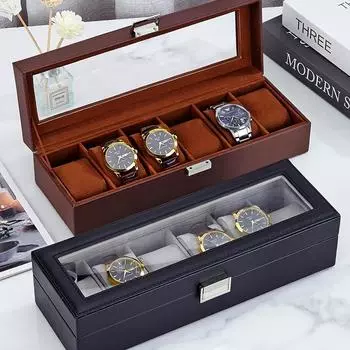 1 шт. Механические часы шкатулка для ювелирных изделий большой емкости с несколькими слотами ретро искусственная кожа винтажный домашний декор идеальный выбор для подарков кофейный