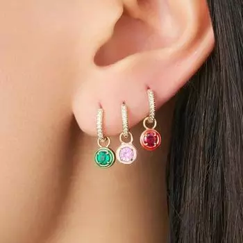 1 шт., мерцающие круглые разноцветные серьги с подвеской из циркона для женщин и девочек, серьги с кристаллами из нержавеющей стали