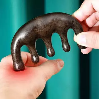 1 шт. Меридианная массажная расческа с пятью зубцами без ручек, деревянная расческа с наконечником