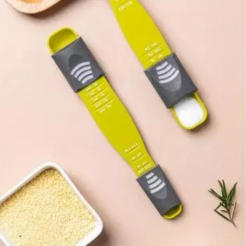 1 шт., мерная ложка, мерник для кофе, столовая ложка, регулируемая мерная ложка, двухсторонняя мерная ложка зелёный