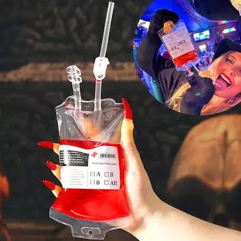 1 шт., мешок для имитации крови для вечеринок, прозрачный 350 мл, многоразовый энергетический напиток, страшный материал из ПВХ, вампир