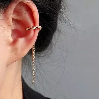 1 шт., металлическая цепочка в стиле C в стиле ретро, зажим для ушей с кисточками без пирсинга, манжеты для ушей для женщин и девочек, эстетические украшения