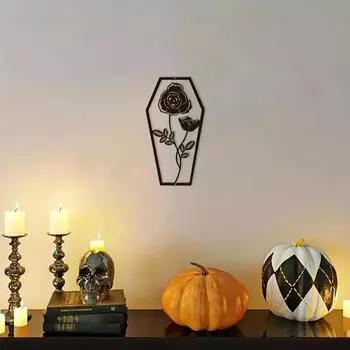1 шт. Металлическая художественная настенная скульптура в виде розы на Хэллоуин, настенное украшение на Хэллоуин, готический стиль в виде розы на Хэллоуин светло-серый