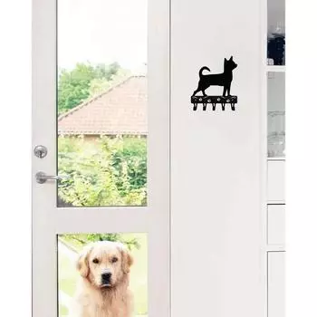 1 шт. Металлическая художественная собака - крючки для ключей и держатель брелка - 6-дюймовая металлическая настенная вешалка для полотенец, вешалка для пальто, органайзер для хранения вещей, настенная наклейка M чёрный