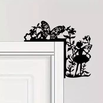 1 шт. Металлическая наклейка на стену «Эльф» – декоративное украшение для угла двери и рамы, элегантные изделия из железа для уникального домашнего декора и акцентов в углах светло-серый