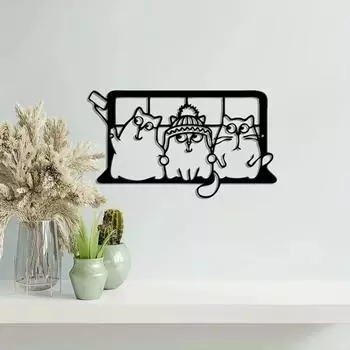 1 шт. Металлическая настенная картина с изображением кошки, большая тематическая вывеска с изображением кошки, украшение для домашнего декора, идеальный подарок для любителей кошек, уникальное украшение для кошек чёрный