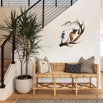 1 шт. Металлическая настенная живопись в стиле загородного коттеджа - декоративная скульптура лося для гостиной, спальни, ванной комнаты светло-серый